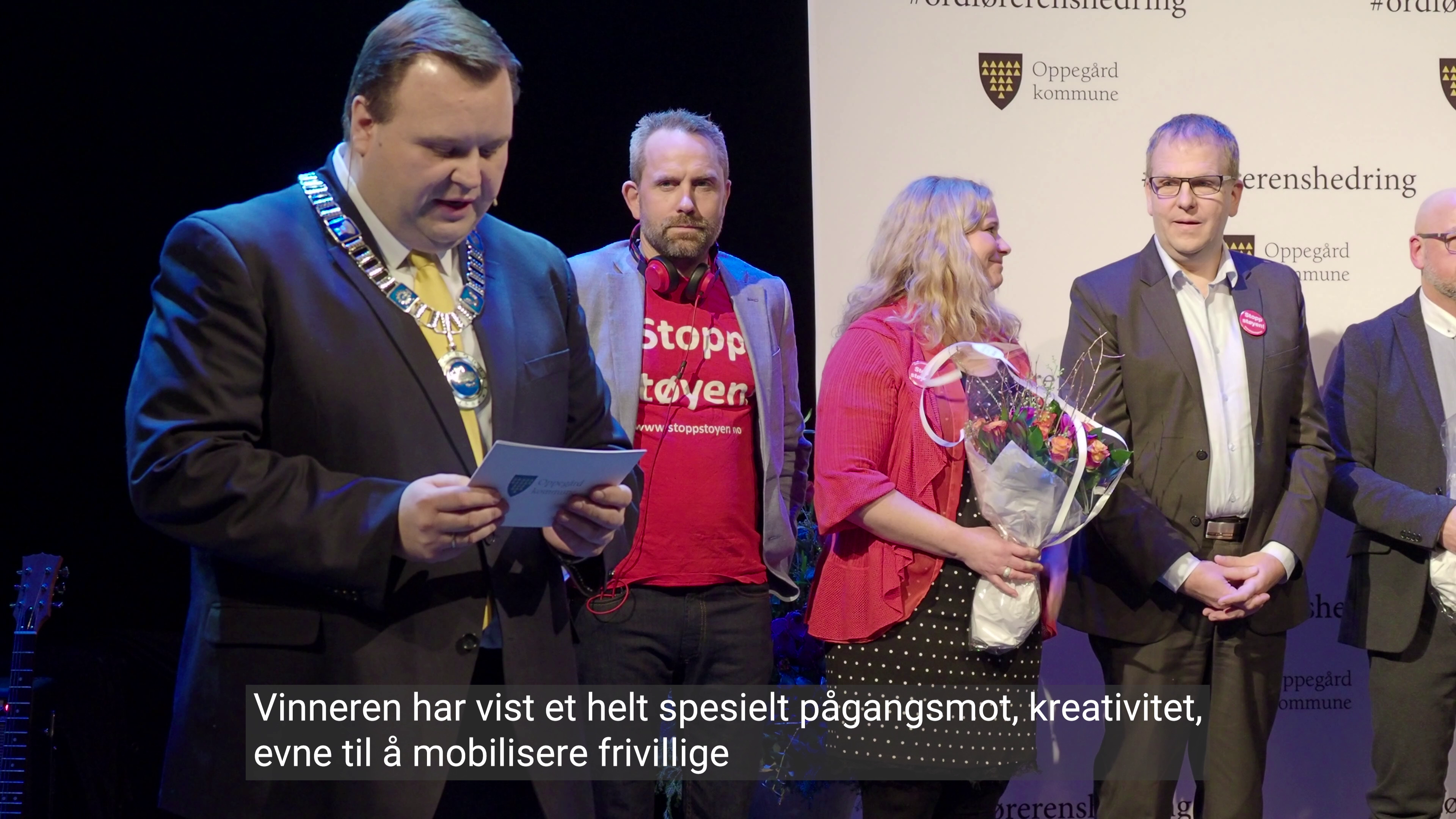 Stopp støyen ble tildelt Frivillighetsprisen 2018 av ordføreren i Oppegård kommune